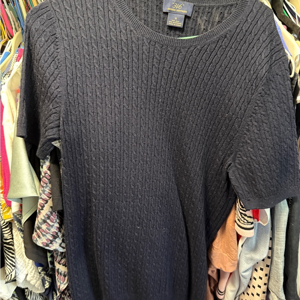 Brooks Brothers Black Silk Cashmere Sweater